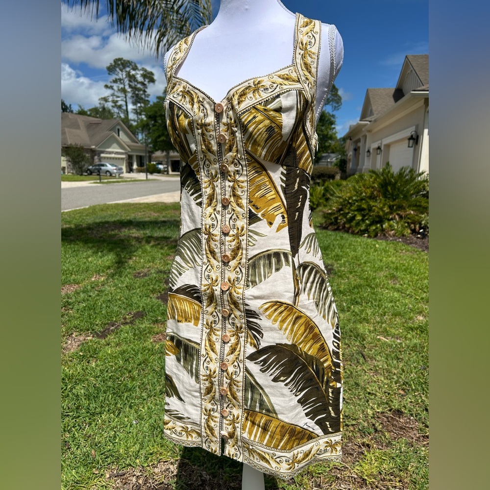 NWT🌷FARM Rio Trancoso Sand Sweetheart Neckline Sleeveless Mini Dress - Picture 4 of 16